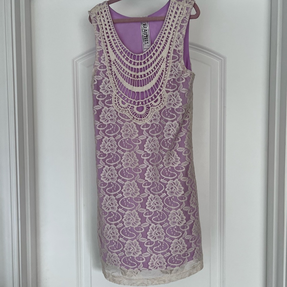 Purple and white lace dress. Girl size 7/8